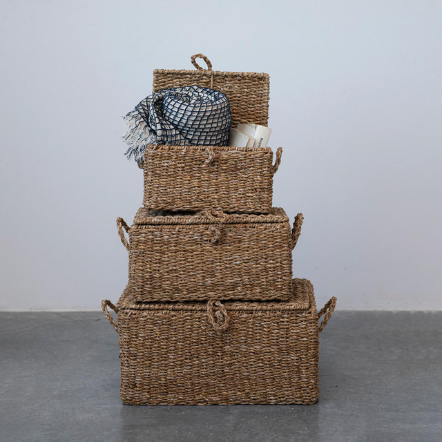 Storied Home, 3-Piece Handwoven Seagrass Storage Trunk Set | Zola