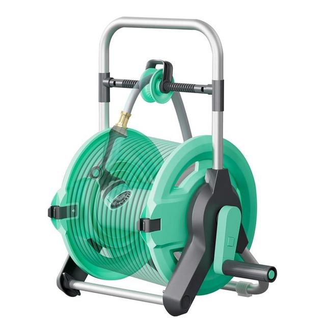HVNPSH Portable Garden Hose Reel Cart, Hold Up to 50-75 Ft Hose, Garden Hose Holder Tools With Built-In Guide, for Outside Car Washing, Watering