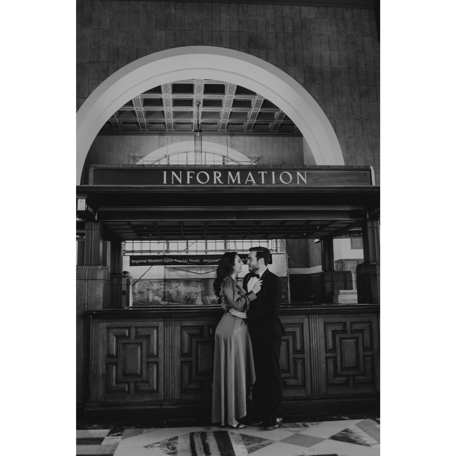 engagement photoshoot, los angeles union station
