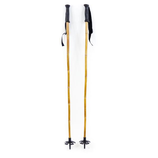 Booyah! Bamboo Downhill Ski Poles - Alpine Ski Poles with Black Pole Grip and Black Baskets, Ski Poles Men and Women, for Winter Downhill Skiing Wooden Poles