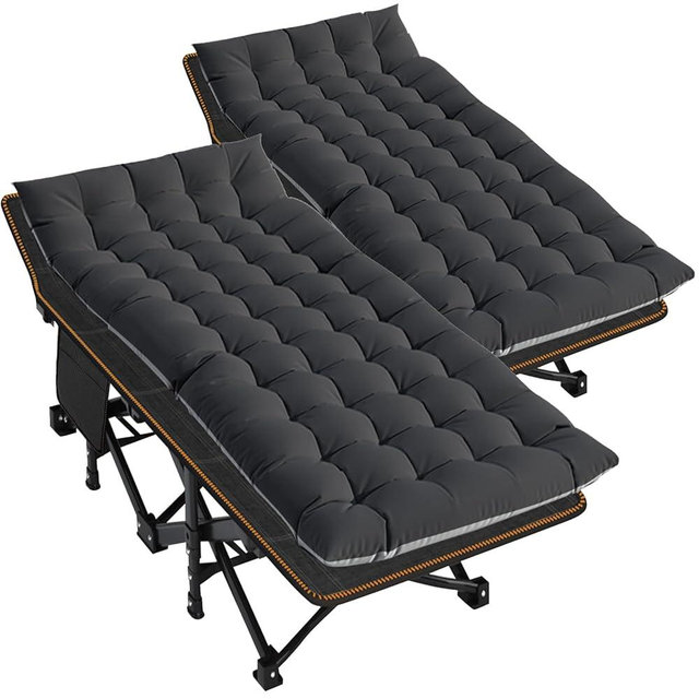DoCred Oversized XXL Folding Camping Cot with Mattress, 2 Pack Heavy Duty Sleeping Cot Bed Portable Adults Outdoor Bed with Carry Bag, Travel Camp Cots