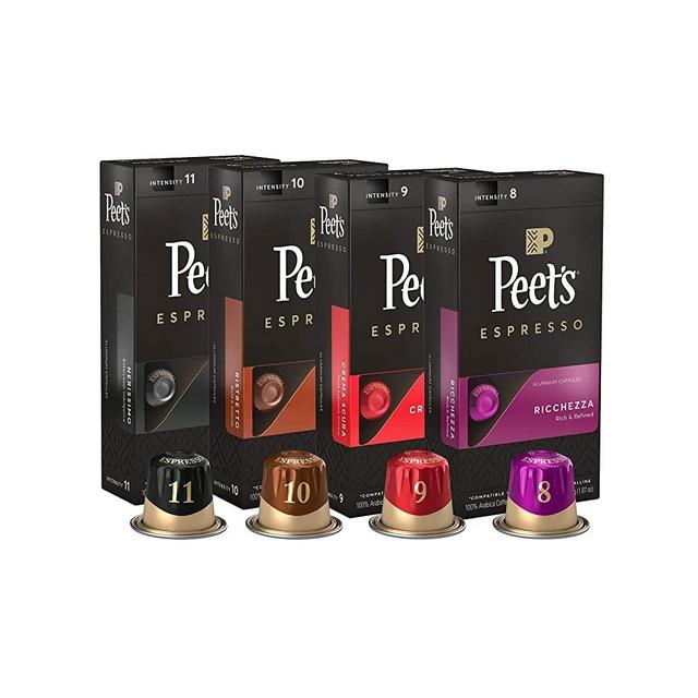 Peet's Coffee Espresso Capsules Variety Pack, 40 Count Single Cup Coffee Pods, Compatible with Nespresso Original Brewers, Crema Scura, Nerissimo, Ricchezza, Ristretto