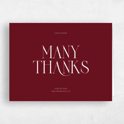 Dark Burgundy, Red Wedding Thank You - Amberley Landscape