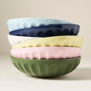 The Latte Stoneware Pasta Bowls, Assorted Set of 6: Amelie Edition, Color: Assorted Spring