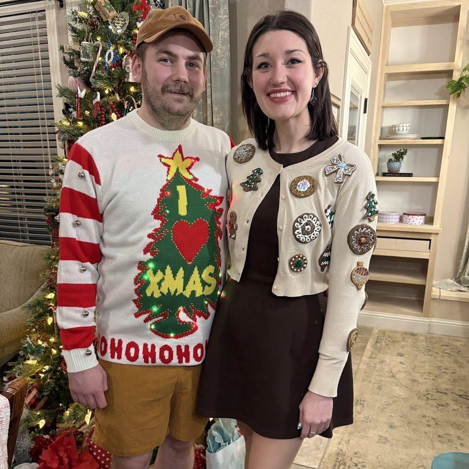 Christmas this year I decided I wanted to make a Who's sweater and Tanner entertained me and wore the Grinch's sweater!