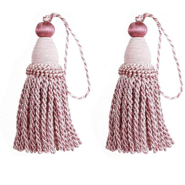HedongHexi 2 Pack Tassel Key Tassel with Loops, Handmade Twisted Tassel Craft, DIY Accessories for Home Decoration