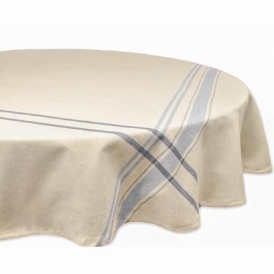 70"R Nautical French Stripe Tablecloth Blue - Design Imports