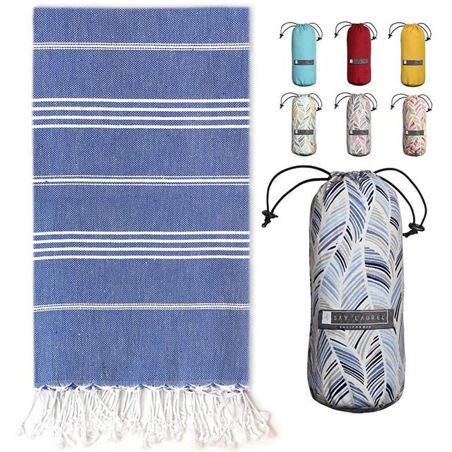 Turkish Towel with Beach/Travel Bag (39" x 71") - Pre-Washed - 100% Cotton Bath Towels - Effective, Absorbent and Quick Dry Beach Towel - Washer Safe Peshtemal Towel with No Shrinkage - Eco-Friendly