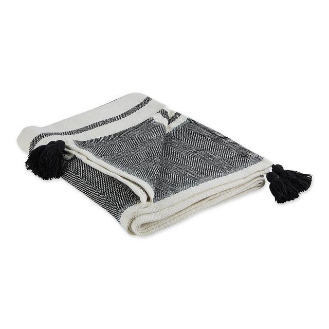 2-Tone Chevron Stripe Throw Black/Mineral - Design Imports