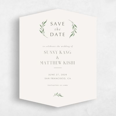 Green Diamond Wedding Save the Date - Clairemont Portrait