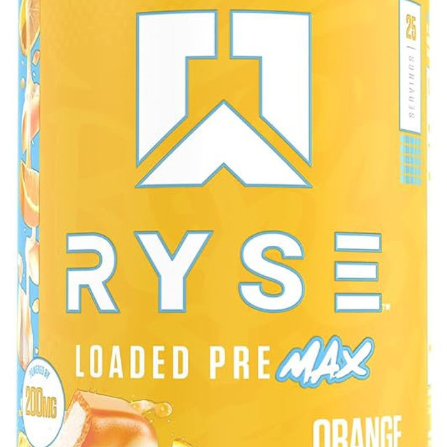 Ryse Loaded Pre Max Pre Workout Powder - Orange Cream - 300mg Dual-Phase Caffeine for Sustained Energy for Men & Women - L-Citrulline, PeptiPump & Alpha-GPC for Power, Pumps & Focus - 25 Servings