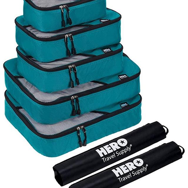 HERO Packing Cubes (5 Set) with 2 Bonus Laundry Bags