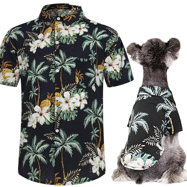 Hawaii Dog Shirt, Pet Summer T-Shirts Dog Style Floral Breathable Cool Clothes Hawaiian Shirts for Small Dogs and Cats Owner and Pet Shirts are Sold Separately