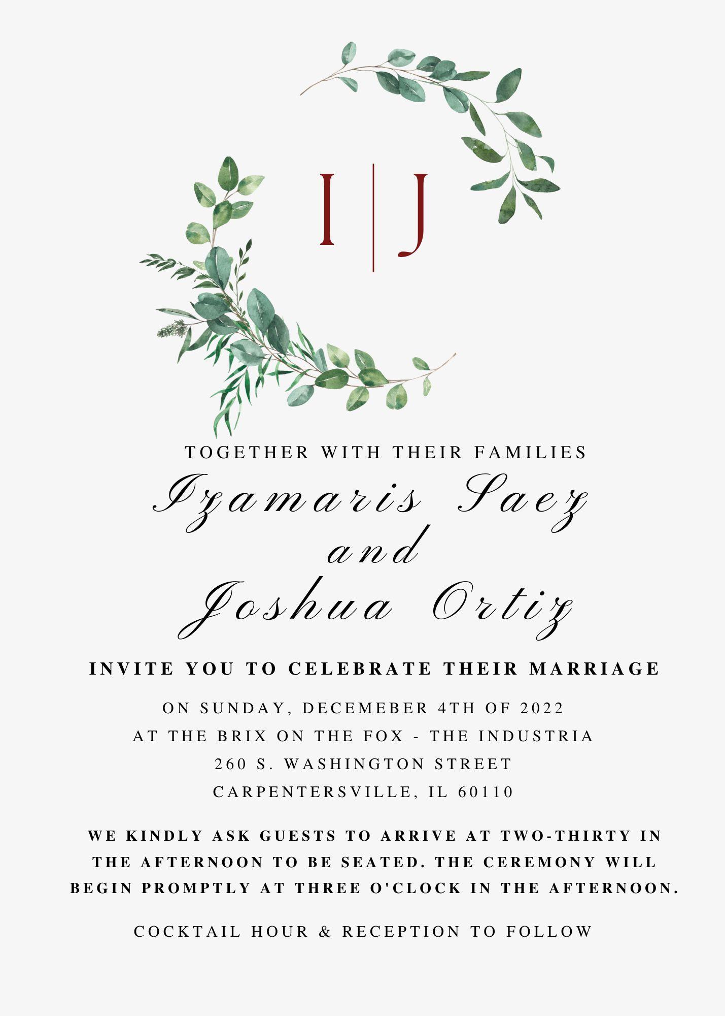The Wedding Website of Joshua Ortiz and Izamaris Saez