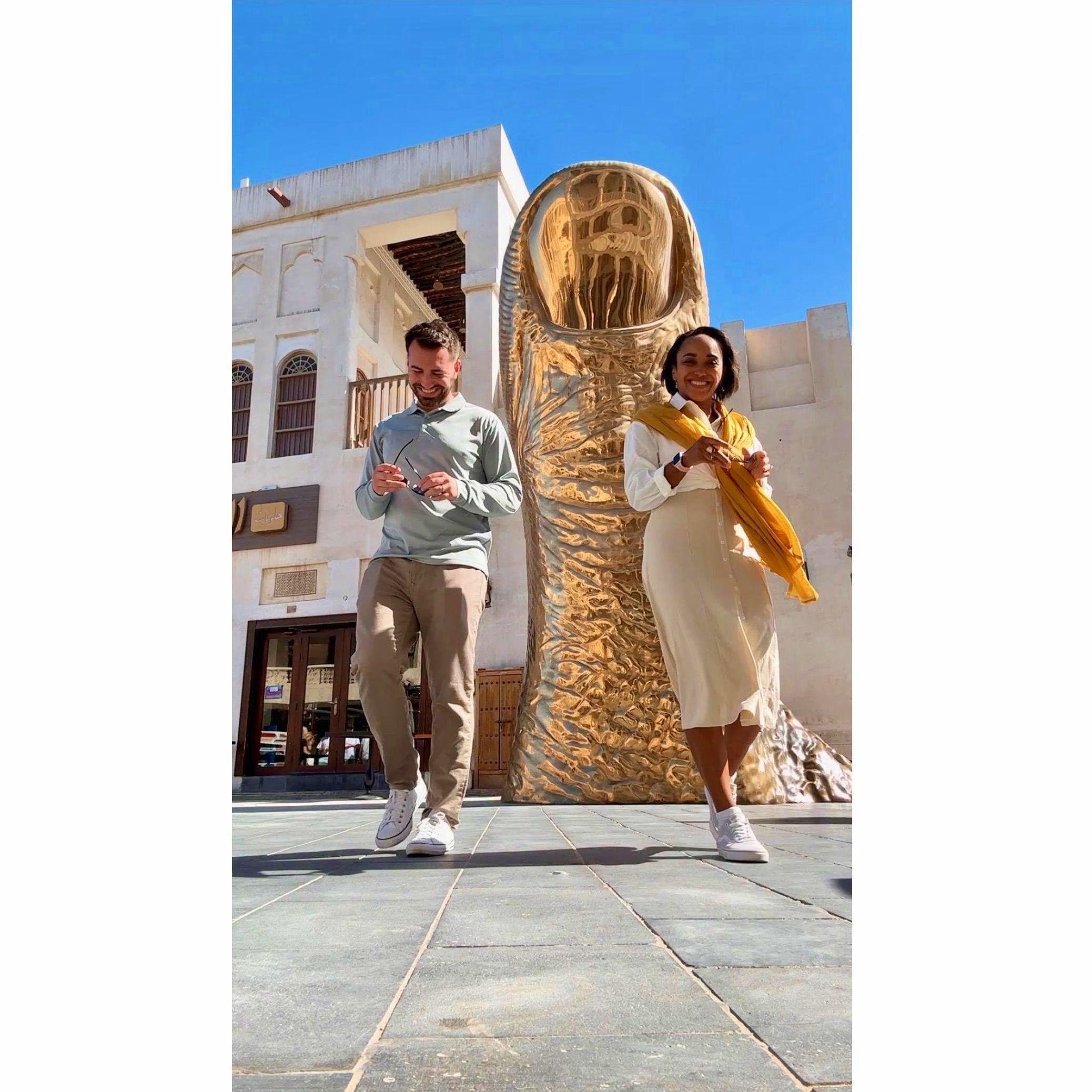 Golden Thumb statue in Doha, Qatar