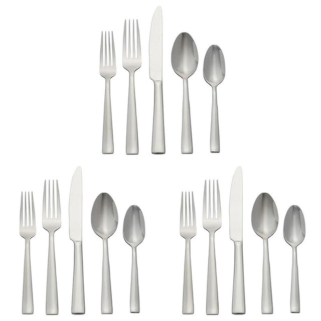 Oneida H147020A Monolith 20 Piece Everyday Flatware, 18/0 Stainless Steel, Silverware Set (Service for 4) (Pack of 3)