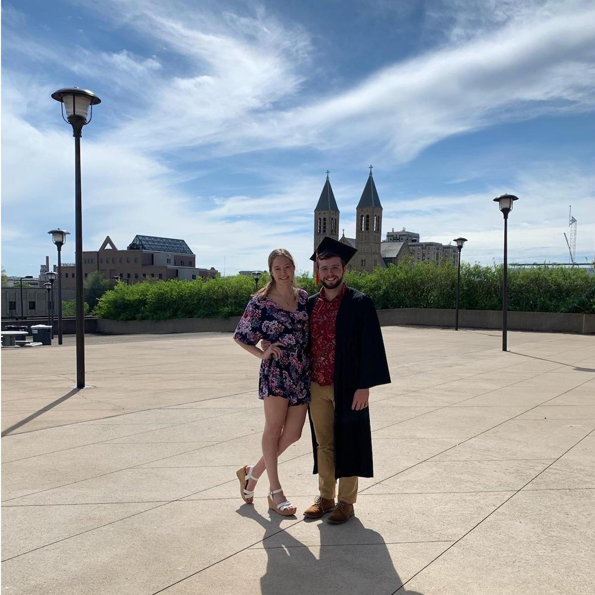 After two semesters of long distance their senior years, Katie and Scott were so excited to graduate in 2019 and move to Boston together!