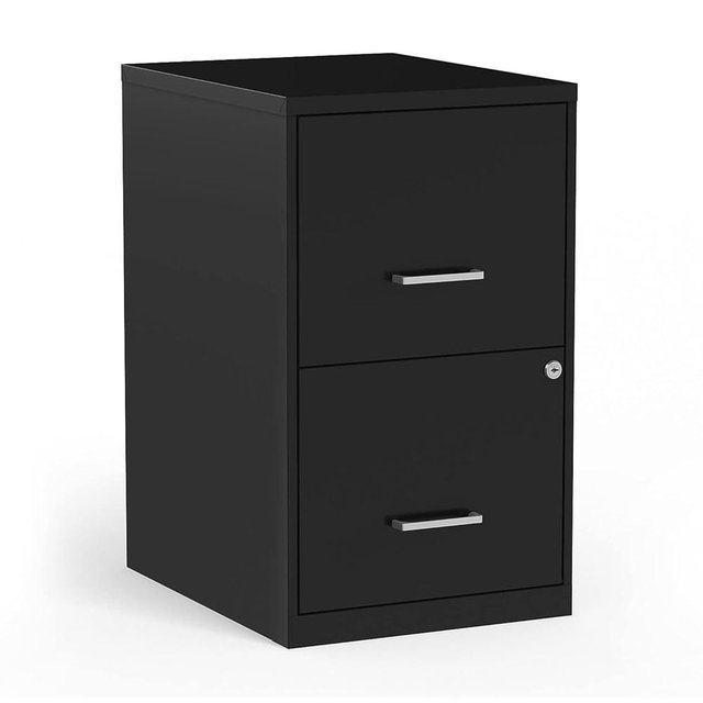 STAPLES 2-Drawer Vertical File Cabinet, Letter Size Documents, Lockable, 18.9" D x 14.3" W x 24.1" H, Black