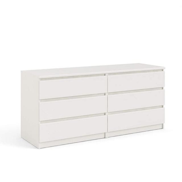 Tvilum Scottsdale 6 Drawer Double Dresser, White Wood Grain