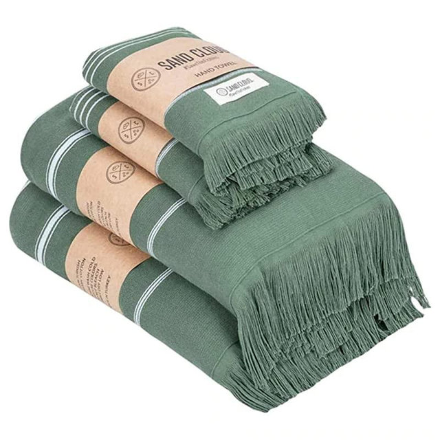 Sandcloud Turkish Bath Towels - 100% Organic Cotton - Lightweight - Large Size - Dry Faster and Cleaner - Set of 4 - Classic XL Bath Bundle Green