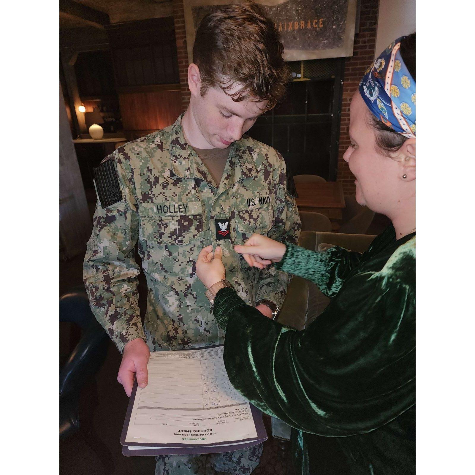 Bryton's promotion to second-class petty officer.