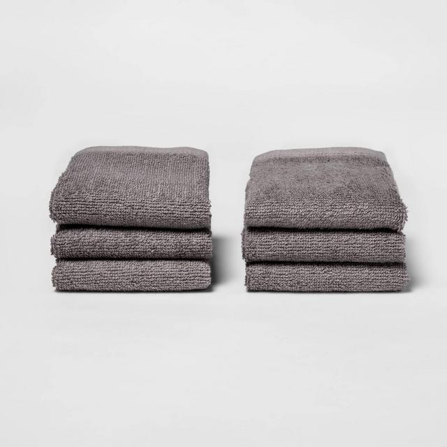 6pk Washcloth Set Dark Gray - Room Essentials™