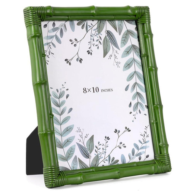 Realyoo 8x10 Picture Frame, Resin Photo Frame Natural Bamboo Inspired Handcrafted Decorative Frame with Tempered Glass Holiday Gift Home Gallery Wall Mantel Display Studio Office Hallway Décor, Green