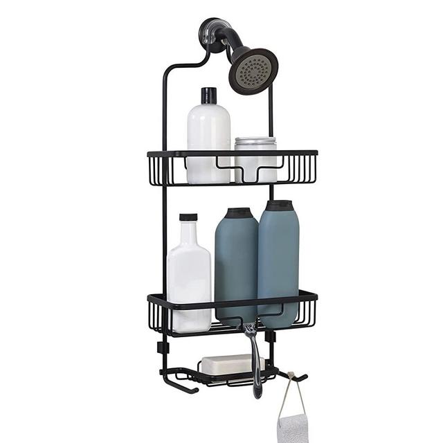 Zenna Home NeverRust Rustproof Aluminum Hanging Shower Caddy, Matte Black