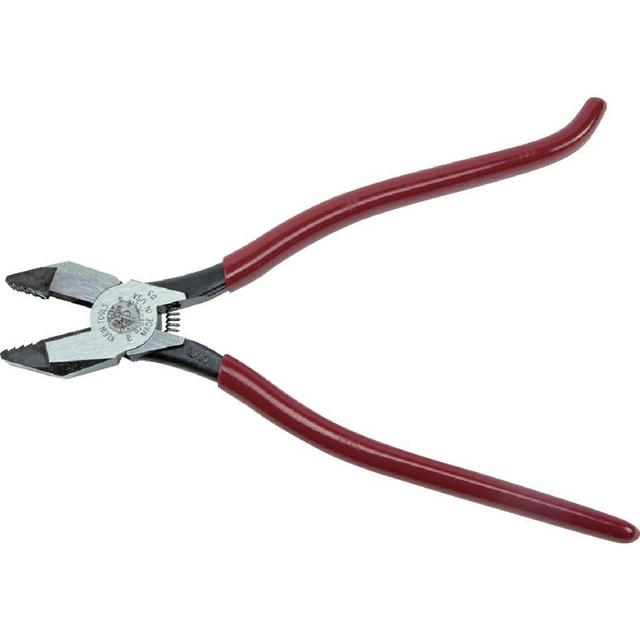 Klein Tools D201-7CSTA Linesman Pliers, Side Cutters with Spring Loaded Action, Ironworker Pliers have Aggressive Knurl and Tempered Handles