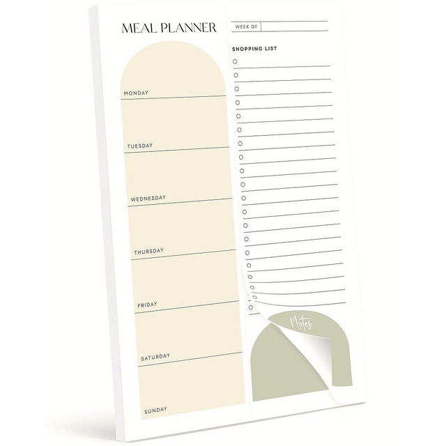 Magnetic Meal Planner 6x9 Inch Weekly Planning Notepad, 52 Sheets with Perforated Grocery List - The Ultimate Fridge Menu Organizer