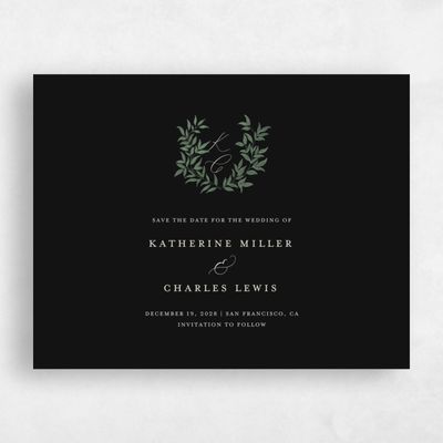 Black Wedding Save the Date - Willow Landscape