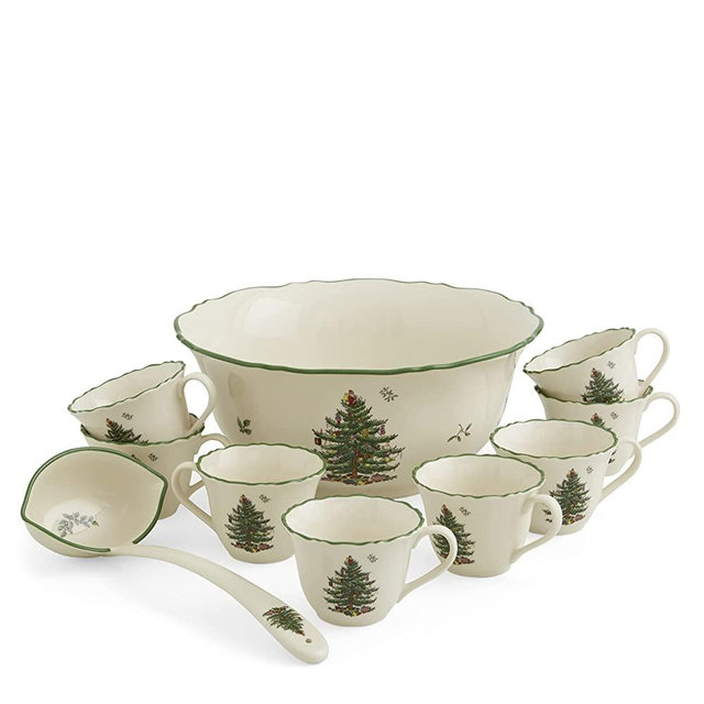 Spode Christmas Tree 10 Piece Punch Bowl Set
