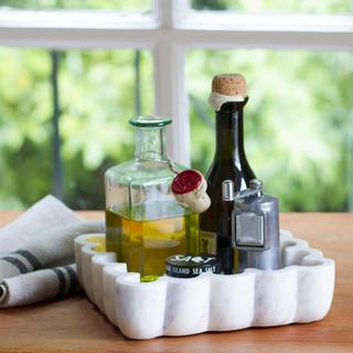 Marble Square Petals Tray