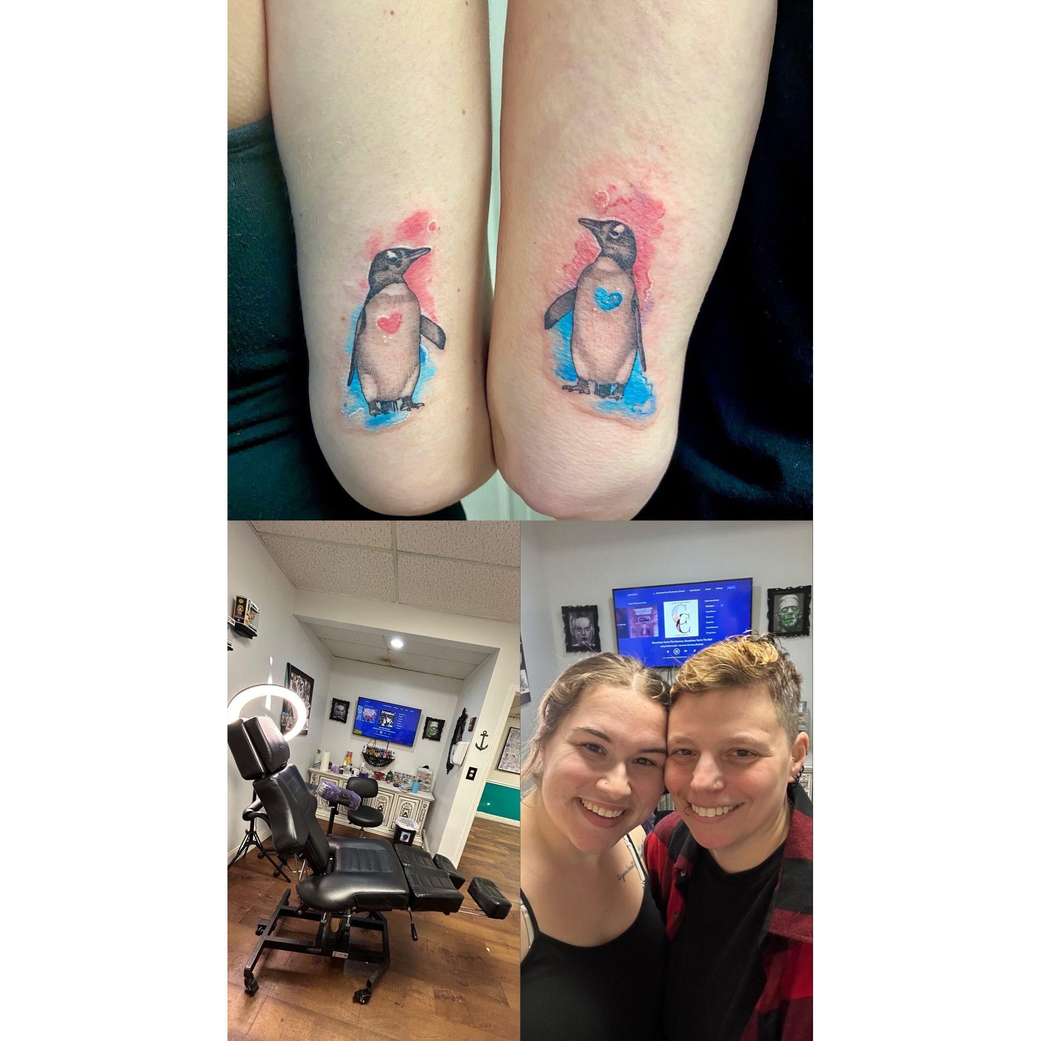 Our 1st Valentine's Day together... so of course we got nontraditional gifts, matching tattoos.