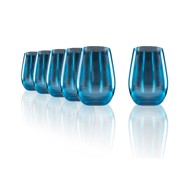 Stölzle Lausitz Mirrors Blue Tumblers, Set of 6