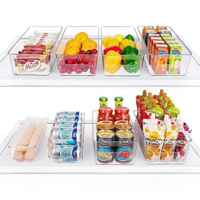 YIHONG Clear Pantry Storage Organizer Bins, 6 Pack Plastic Food