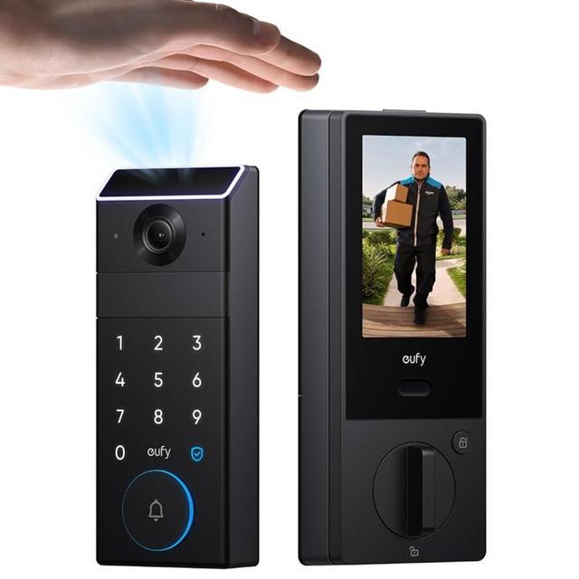 eufy FamiLock S3 Max, Smart Lock with Palm Vein Recognition, Keyless Entry Door Lock for Front Door, 3-in-1 Wi-Fi Keypad Deadbolt+ 2K HDR Camera+ Doorbell, ANSI/BHMA Grade 1, Rear Lock Video Screen