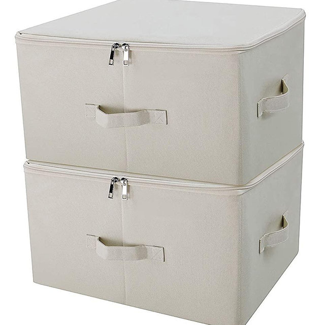iwill CREATE PRO Collapsible Storage Bins with Lids, Storage Cubes, Tide Up Your Closet, Beige, Set of 2