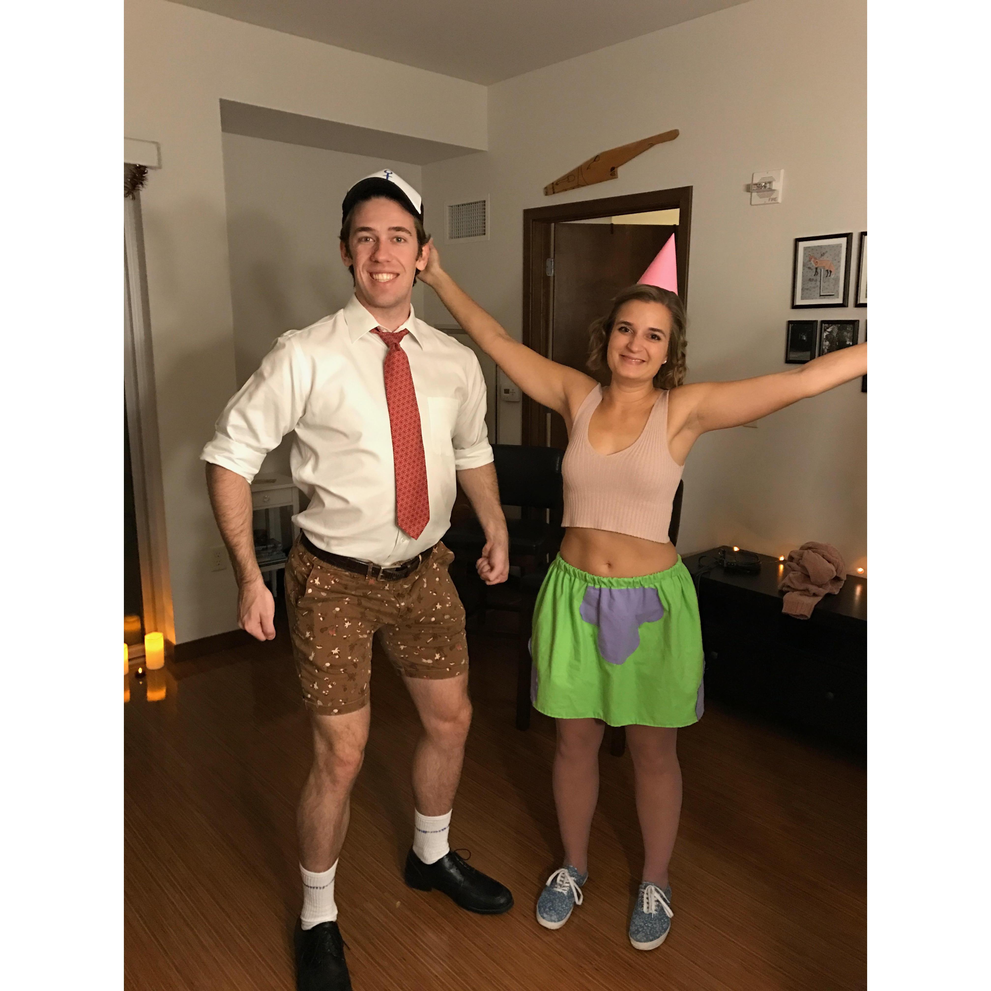 Dressed as Spongebob and Patrick for our second Halloween together