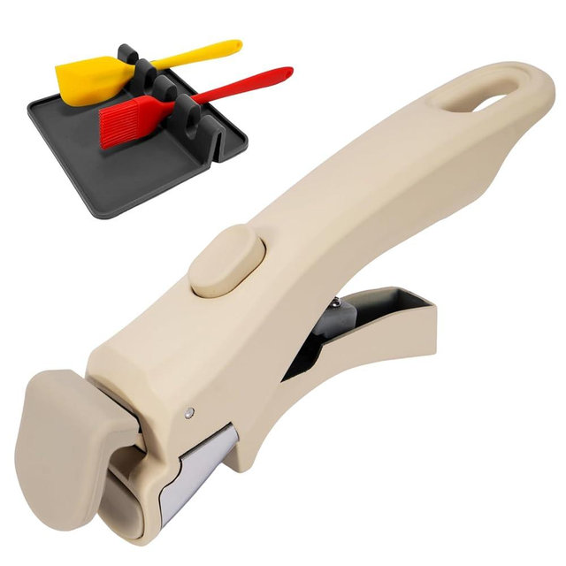Removable Pot Handle Cream Beige, Universal Pan Handle, Replacement Handle for Pots and Pans, Fits All Cookware, Includes Spatula Rest & Drip Pad， Durable & Heat-Resistant