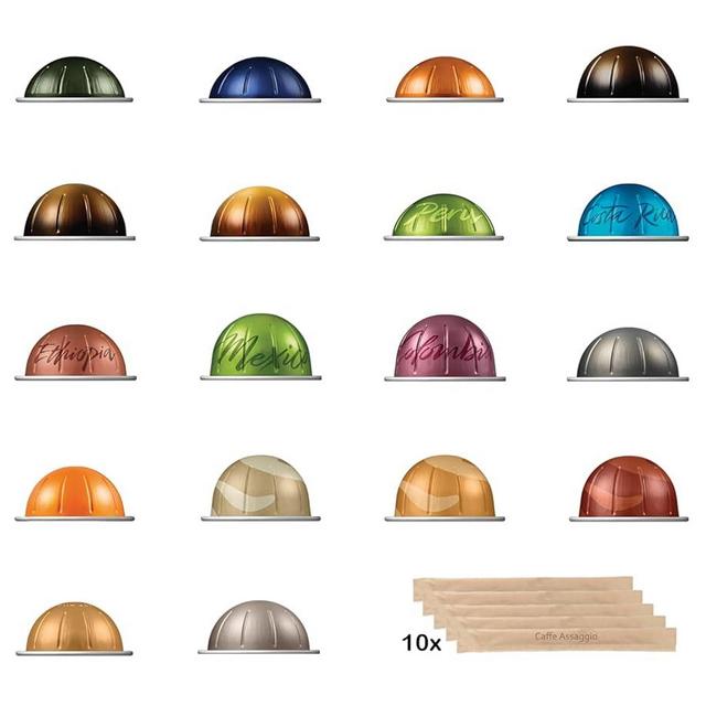Variety Pack with 18 Pods Compatible with Nespresso Vertuo 1 of Each Coffee Sampler Discovery Pack Plus 10 Wooden Stirring Sticks Coffee Gifts 18 Capsules Espresso Lungo