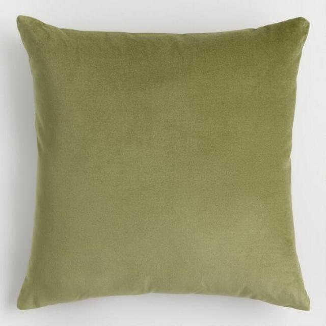 Light Green Velvet Throw Pillow
