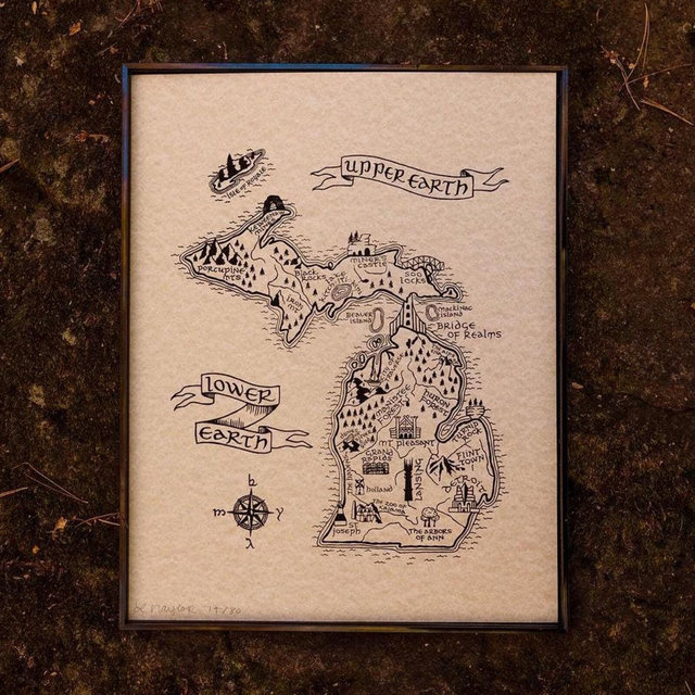 Lord of the Rings / The Hobbit Middle Earth Map of Michigan