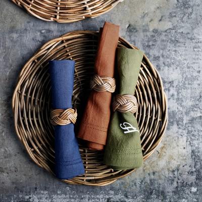 Linen Double Hemstitch Napkins - Burgundy - Set of 4