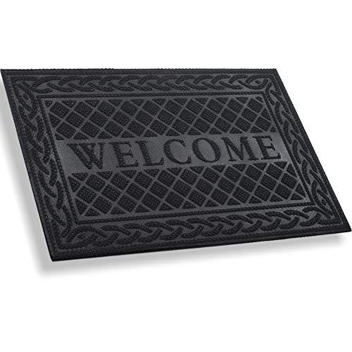 Mibao Entrance Door Mat, Winter Durable Large Heavy Duty Front Outdoor Rug, Non-Slip Welcome Doormat for Entry, Patio, 18 x 30 inch, Black