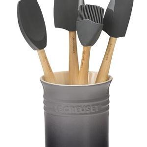 Le Creuset Silicone Craft Series Utensil Set with Stoneware Crock, 5 pc., Oyster