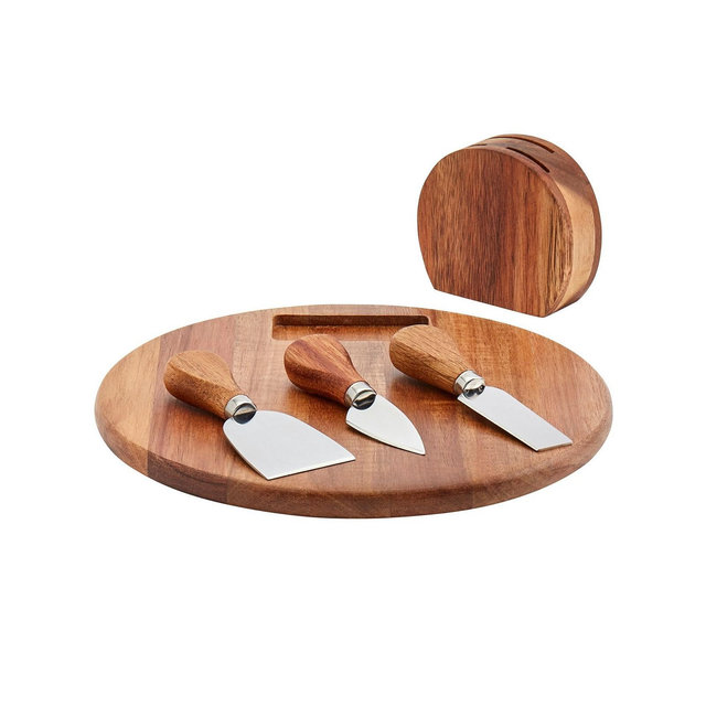 Tabletops Gallery 5-Piece Acacia Round Serving Board Set