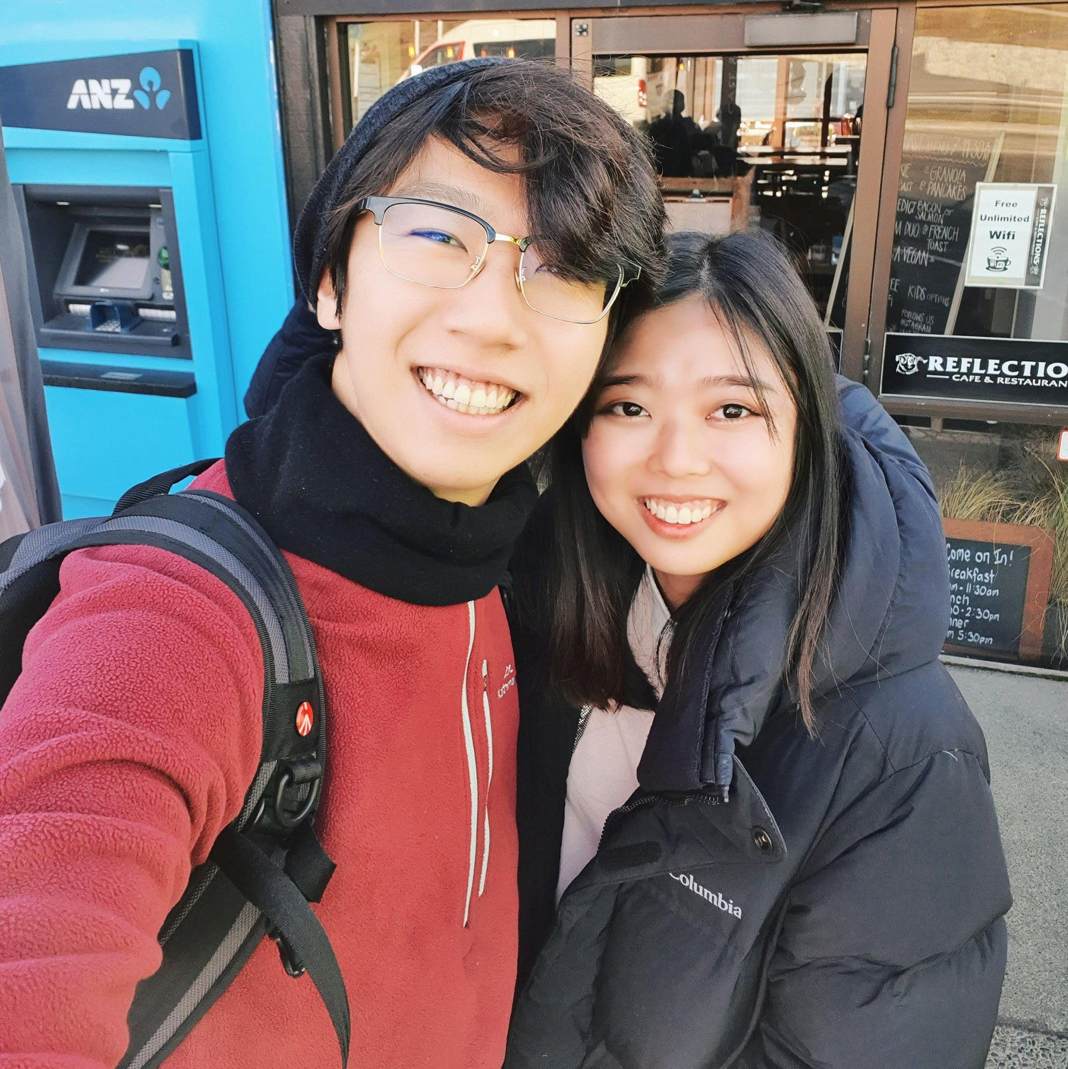 Aha! This was the very first selfie of us after meeting in Tekapo, NZ. This was right before Li Min left the town.