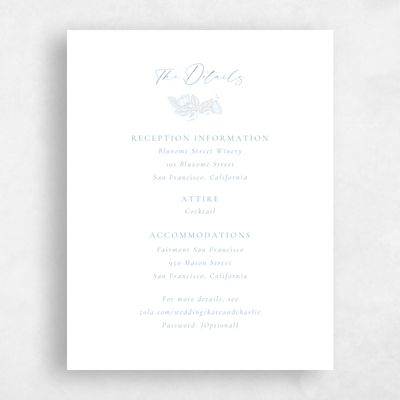 Blue Floral Wedding Enclosure - Bennett