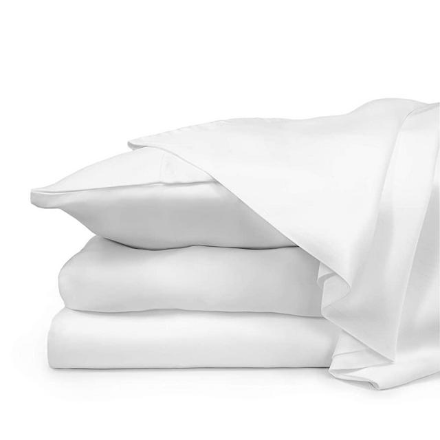 ZENLUSSO Bed Sheet Set Luxury 100% Bamboo Sheets - Hypoallergenic, Deep Pockets, Silky Soft (White, Queen)